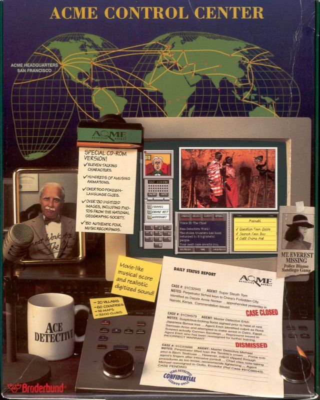 Back Cover for Where in the World Is Carmen Sandiego? (Deluxe Edition) (DOS) (CD-ROM release)