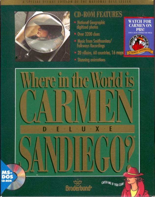 Front Cover for Where in the World Is Carmen Sandiego? (Deluxe Edition) (DOS) (CD-ROM release)