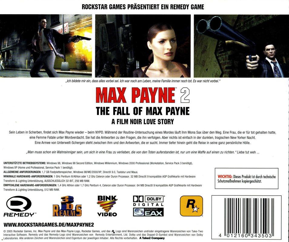 Other for Max Payne 2: The Fall of Max Payne (Windows) (Software Pyramide release): Jewel Case - Back