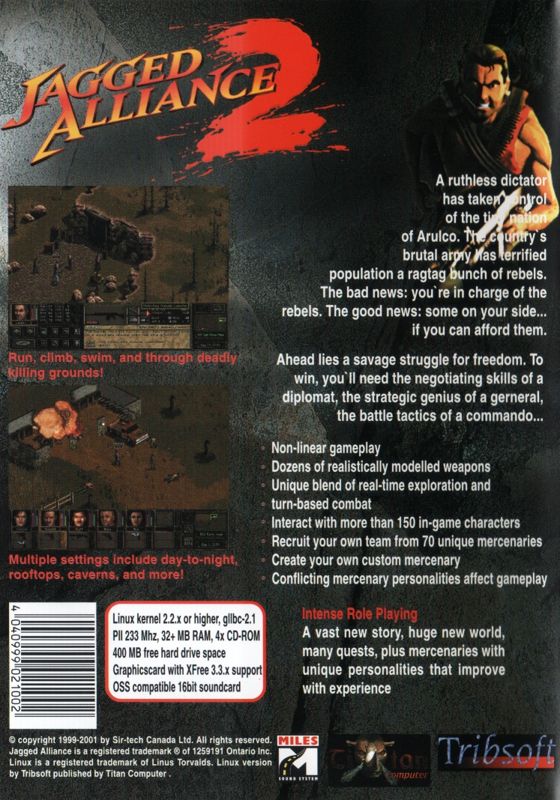 Back Cover for Jagged Alliance 2 (Linux)