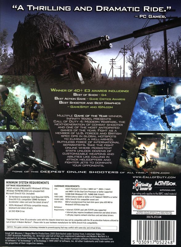 Back Cover for Call of Duty 4: Modern Warfare (Limited Collector's Edition) (Windows)