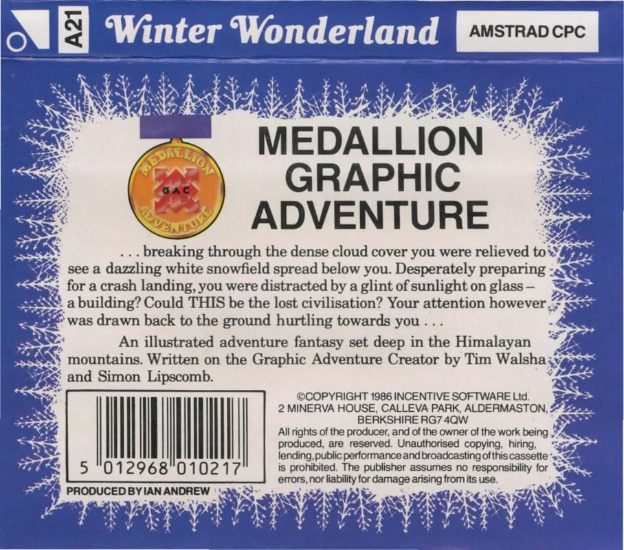 Back Cover for Winter Wonderland (Amstrad CPC)