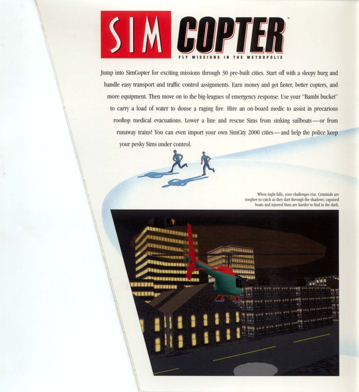 Inside Cover for SimCopter (Windows) (Original release package contained sunglasses): Left Flap