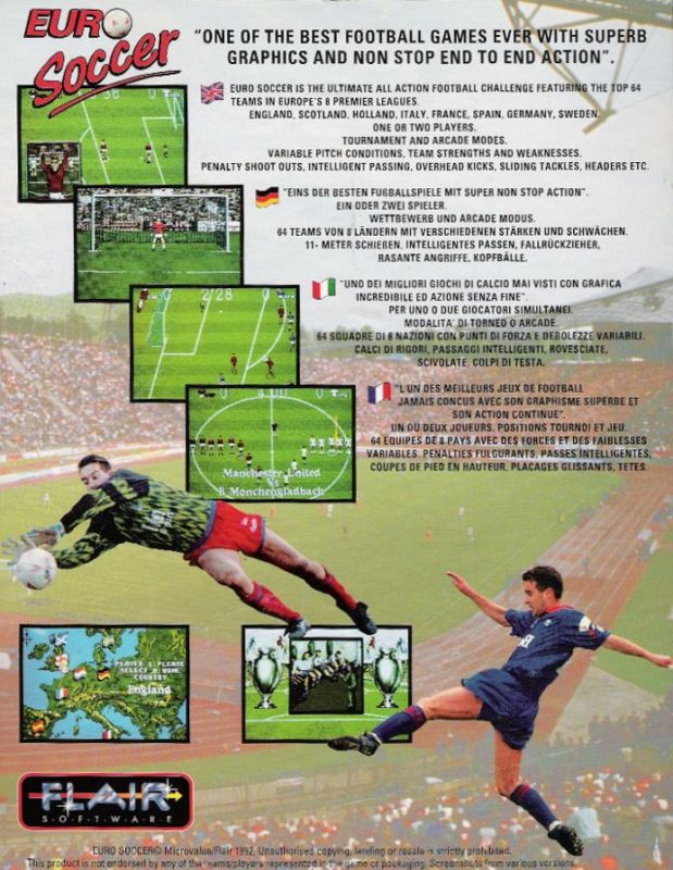 Back Cover for Euro Soccer (Amiga)