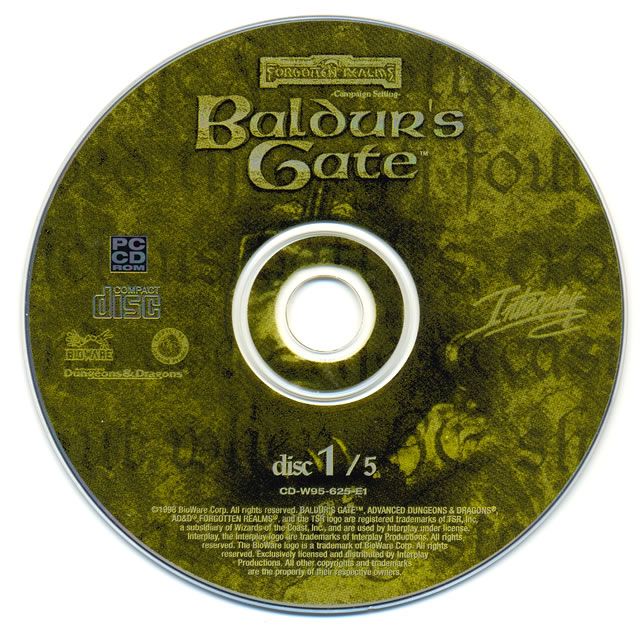 Media for Baldur's Gate (Windows): Disc 1/5