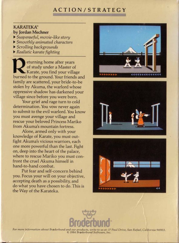 Back Cover for Karateka (Apple II)