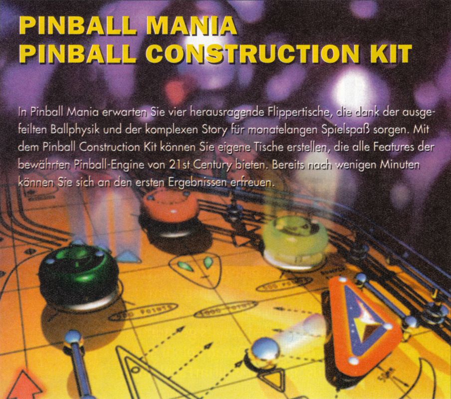 Back Cover for Pinball Mania (DOS) (PC Games Plus 10/1998 covermount)