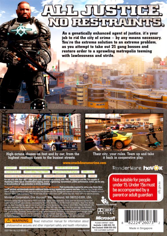 Back Cover for Crackdown (Xbox 360)