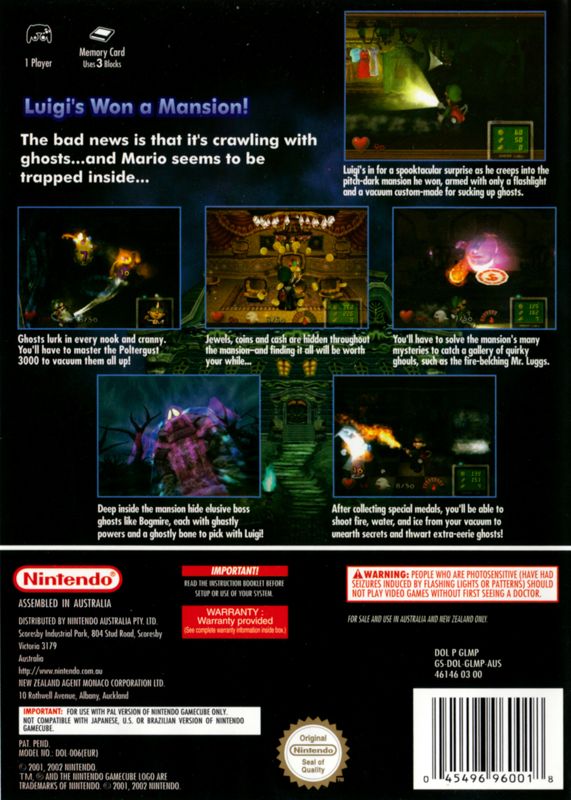 Back Cover for Luigi's Mansion (GameCube)