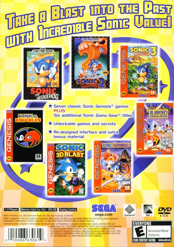 Back Cover for Sonic Mega Collection Plus (PlayStation 2) (Greatest Hits release)