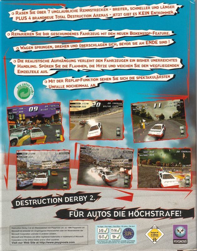 Back Cover for Destruction Derby 2 (DOS and Windows)