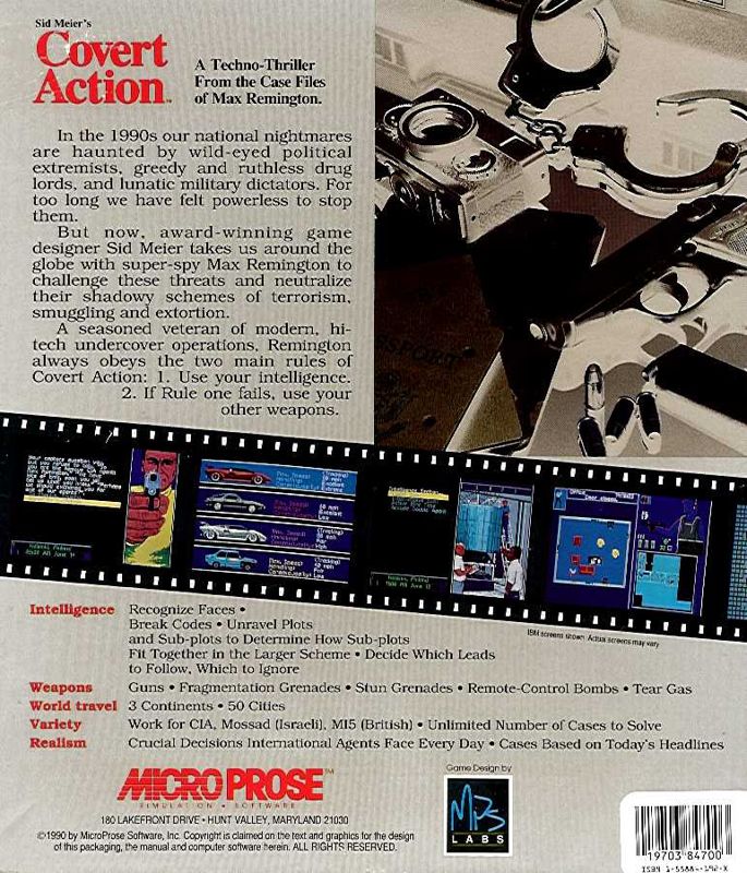 Back Cover for Sid Meier's Covert Action (Amiga)