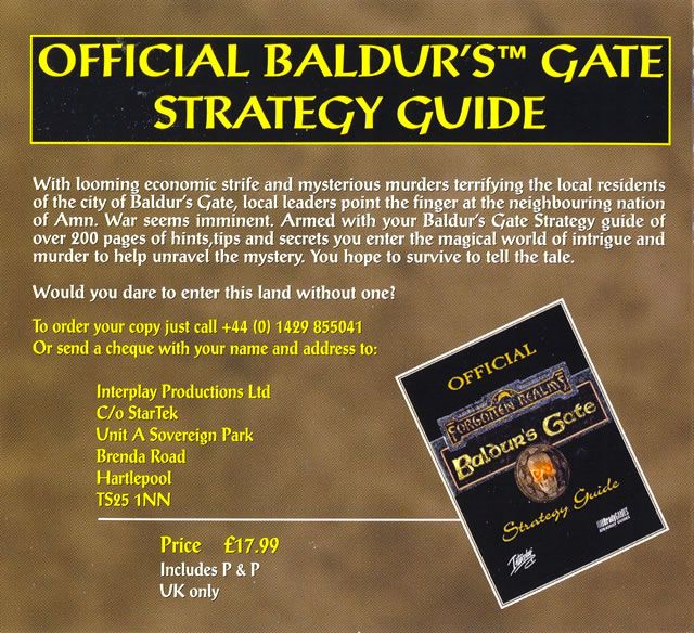 Other for Baldur's Gate (Windows): Cardboard Case - Inside Cover