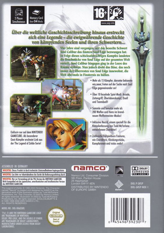 Back Cover for SoulCalibur II (GameCube) (Player's Choice release)