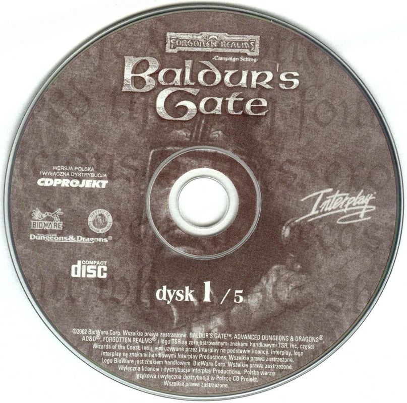 Media for Baldur's Gate (Windows): Disc 1