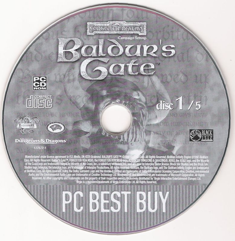 Media for Baldur's Gate (Windows) (PC Best Buy release): Disc 1/5