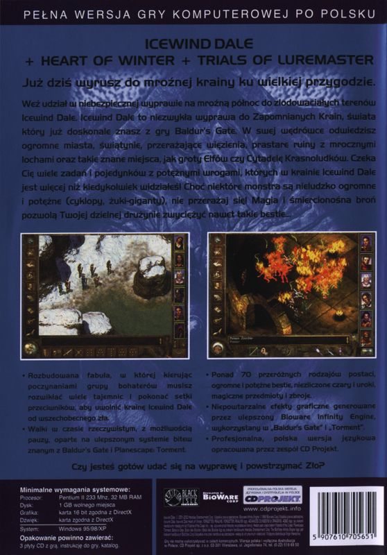 Back Cover for Icewind Dale: Complete (Windows) (nowa eXtra Klasyka release)