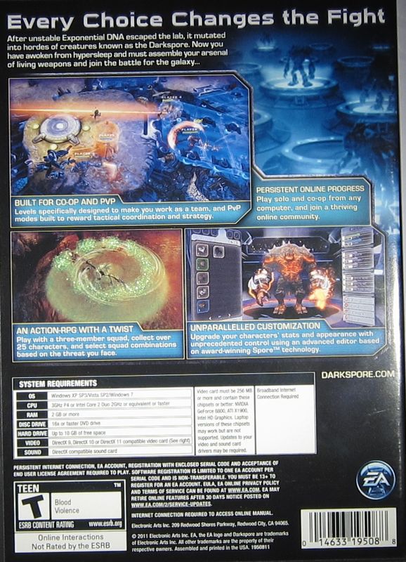 Back Cover for Darkspore (Limited Edition) (Windows)