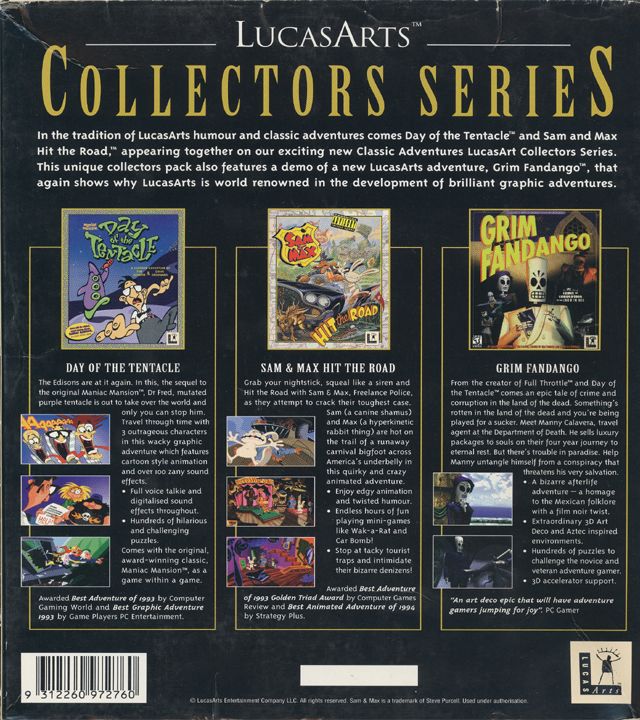 Back Cover for Sam & Max and Day of the Tentacle Classic Adventures Pack (DOS)