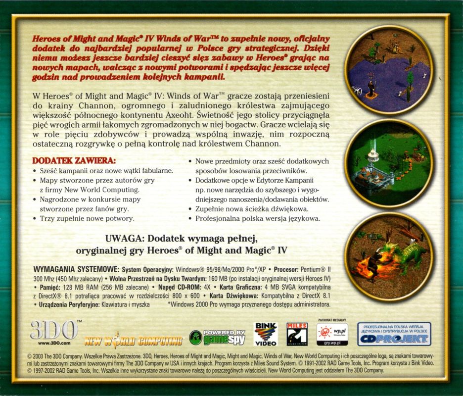 Other for Heroes of Might and Magic IV: Winds of War (Windows): Jewel Case - Back
