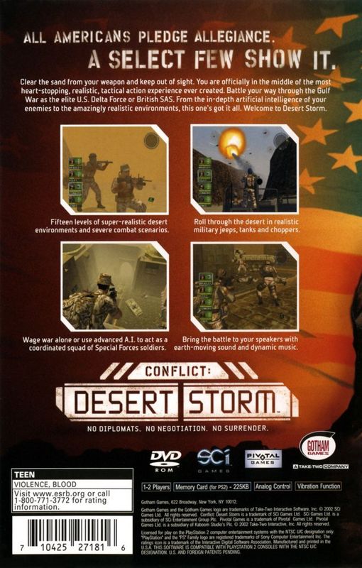 Back Cover for Conflict: Desert Storm (PlayStation 2)