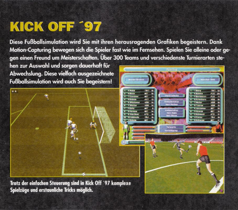 Back Cover for Kick Off 97 (DOS and Windows) (PC Games Plus 05/98 covermount)