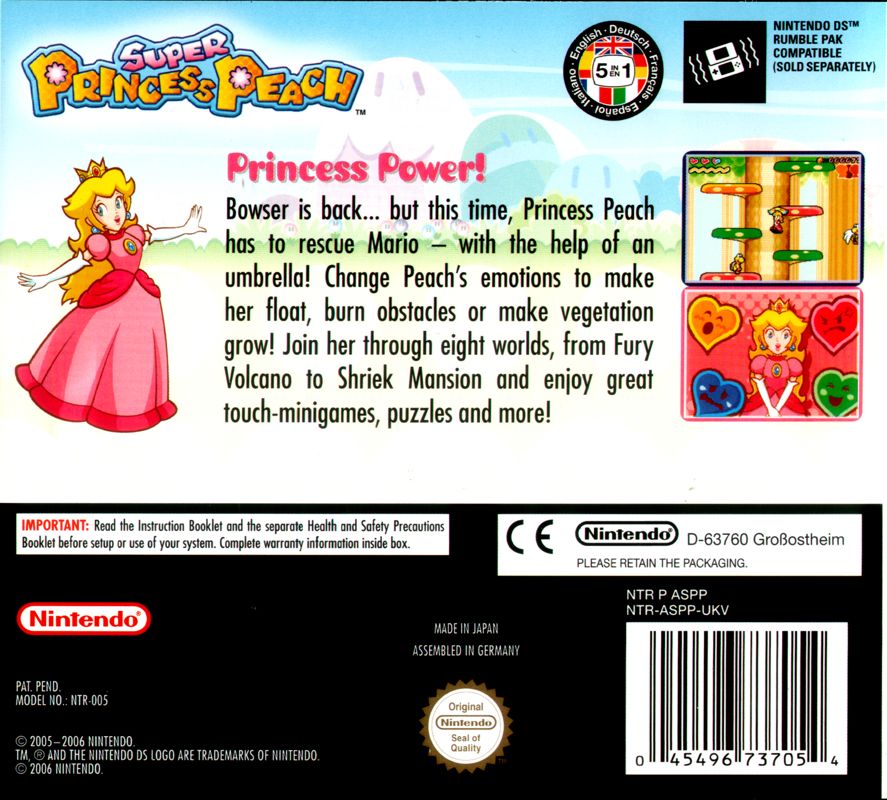Super Princess Peach Cover Or Packaging Material Mobygames 