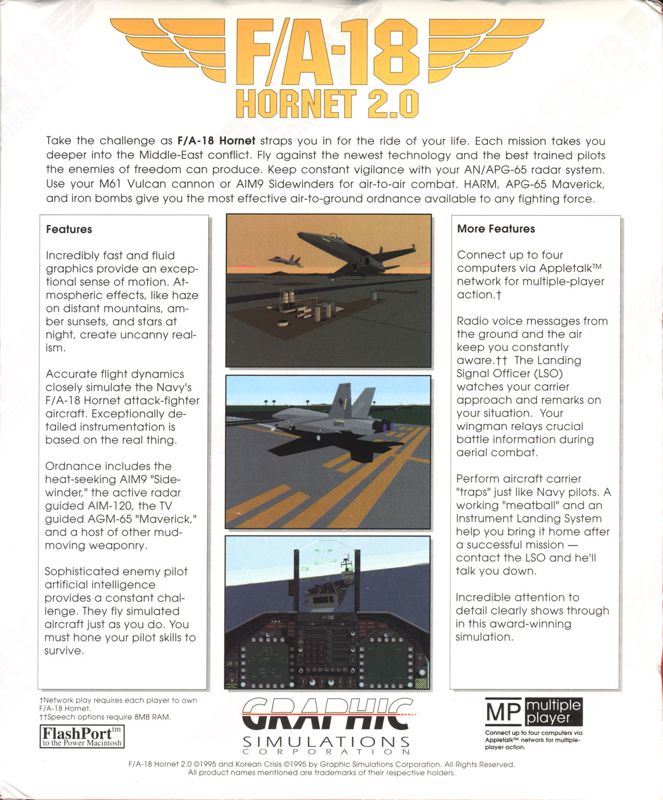Back Cover for F/A-18 Hornet 2.0 (Macintosh)