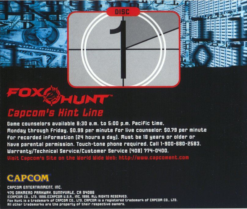 Other for Fox Hunt (Windows 3.x): Jewel Case - Back 1/3