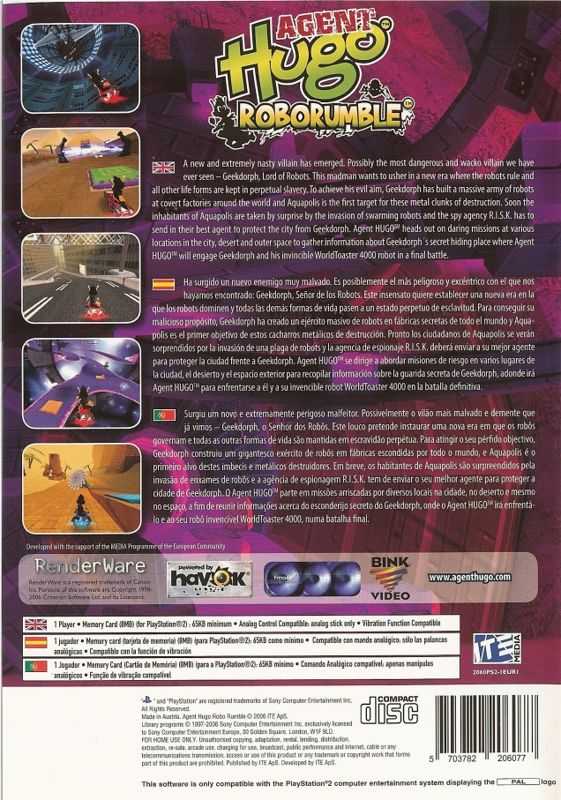 Back Cover for Agent Hugo: RoboRumble (PlayStation 2)