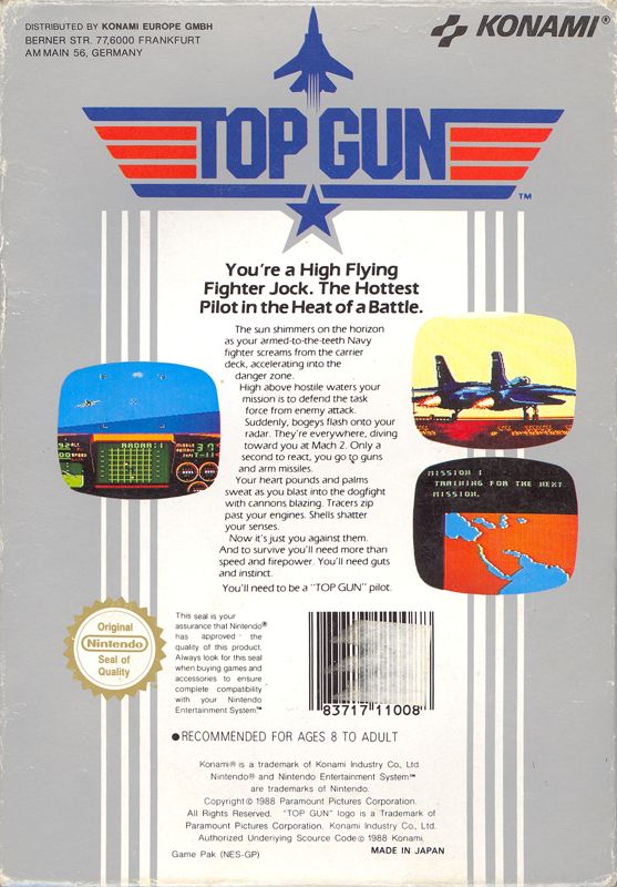 Top Gun cover or packaging material MobyGames