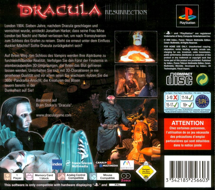 Back Cover for Dracula: The Resurrection (PlayStation)