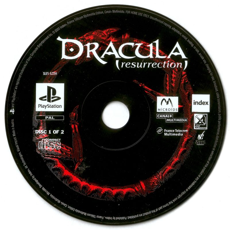 Media for Dracula: The Resurrection (PlayStation): Disc 1/2