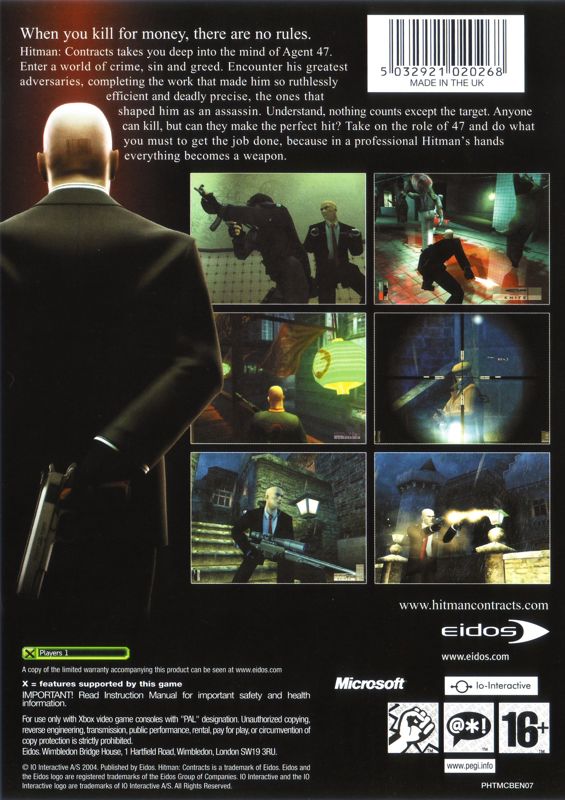 Back Cover for Hitman: Contracts (Xbox)