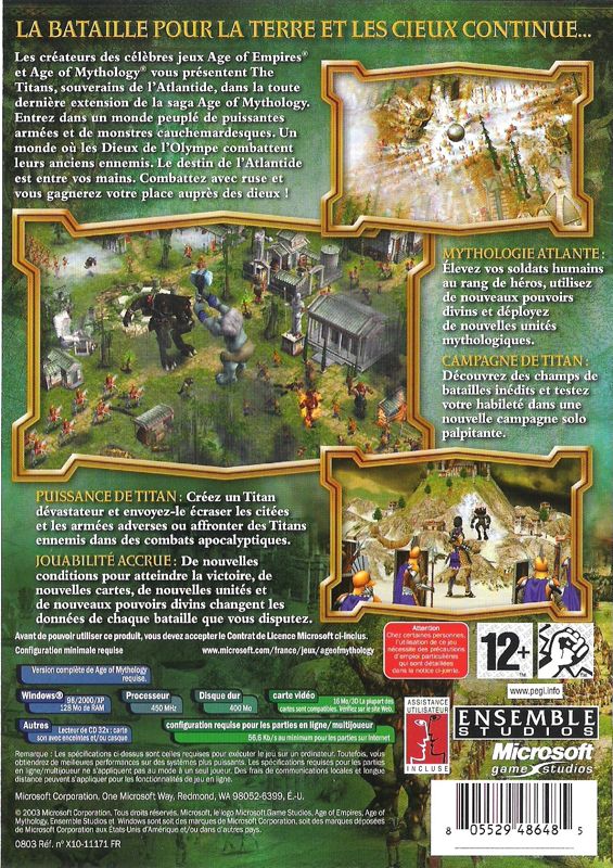 Back Cover for Age of Mythology: The Titans (Windows)