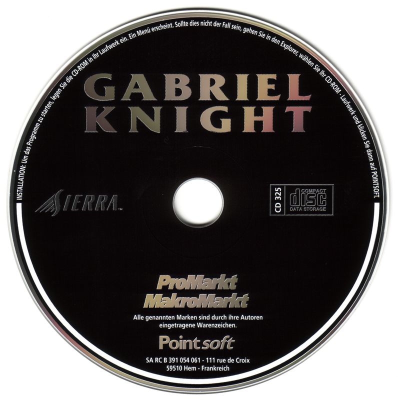 Media for Gabriel Knight: Sins of the Fathers (Windows) (ProMarkt/MakroMarkt budget release)