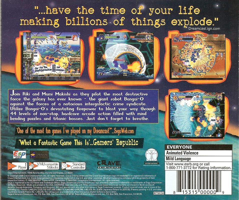 Back Cover for Bangai-O (Dreamcast)
