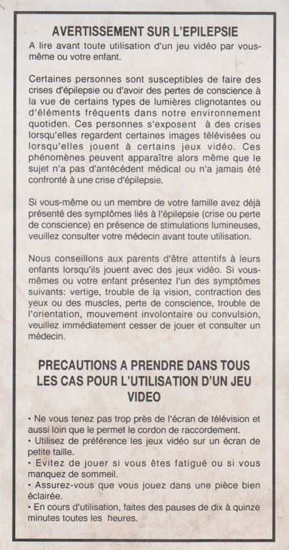 Other for First Samurai (DOS) (Collector's release): Epilepsy warning (French)