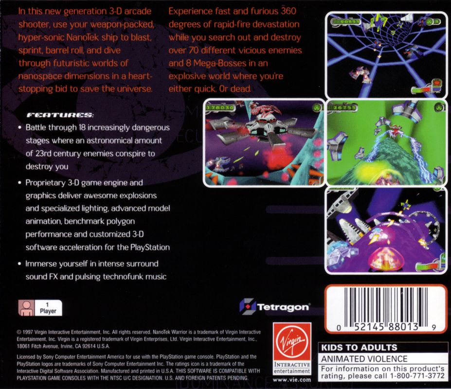 Back Cover for NanoTek Warrior (PlayStation)