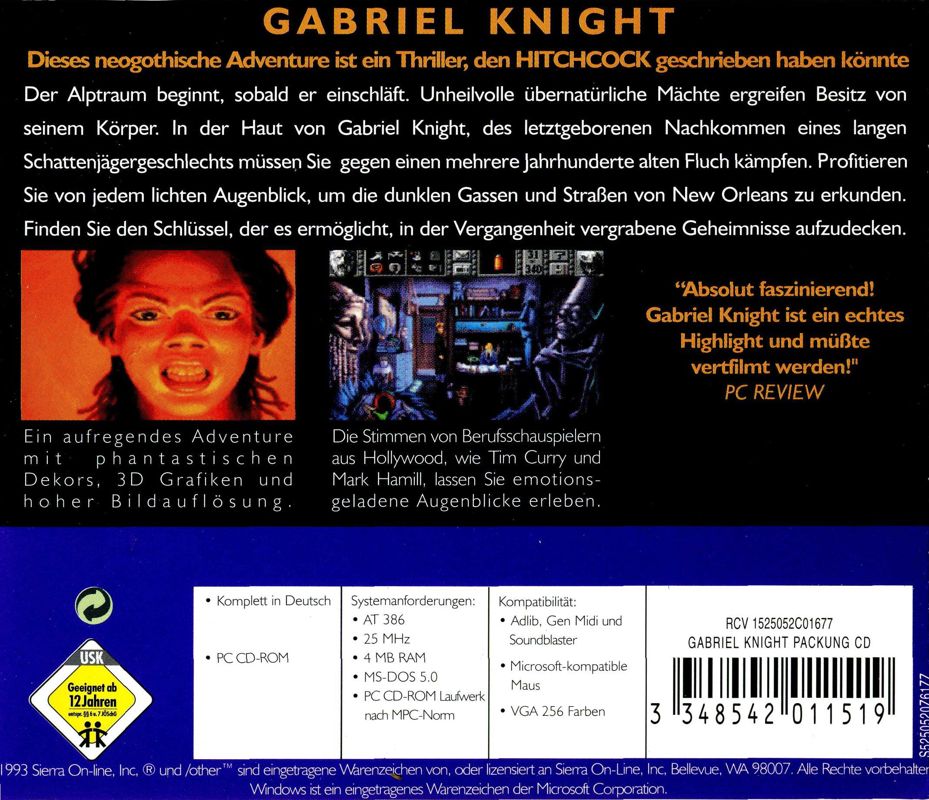Other for Gabriel Knight: Sins of the Fathers (DOS and Windows 16-bit) (SierraOriginals release): Jewel Case - Back