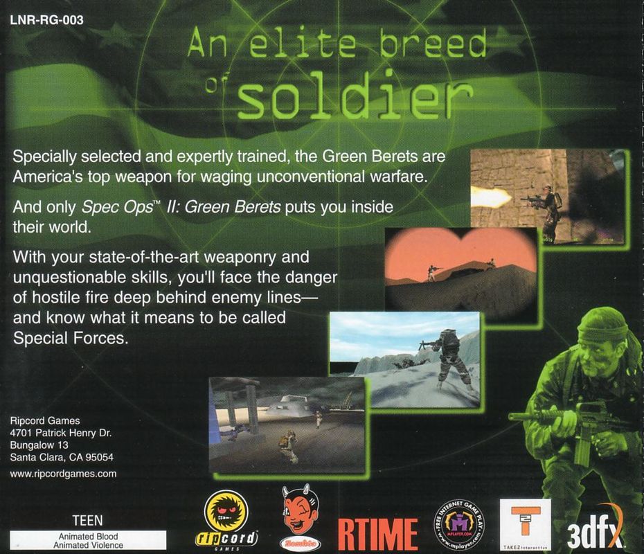 Other for Spec Ops II: Green Berets (Windows): Jewel Case - Back