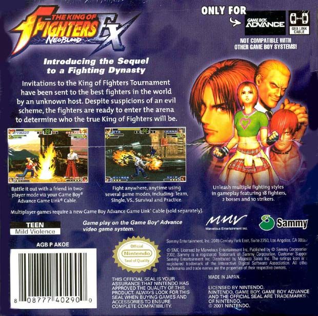 The King of Fighters EX: Neo Blood cover or packaging material