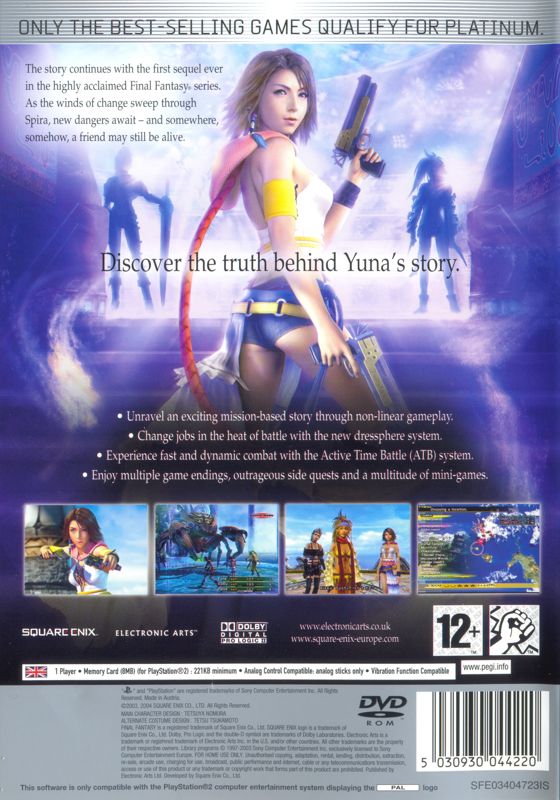 Back Cover for Final Fantasy X-2 (PlayStation 2) (Platinum release)