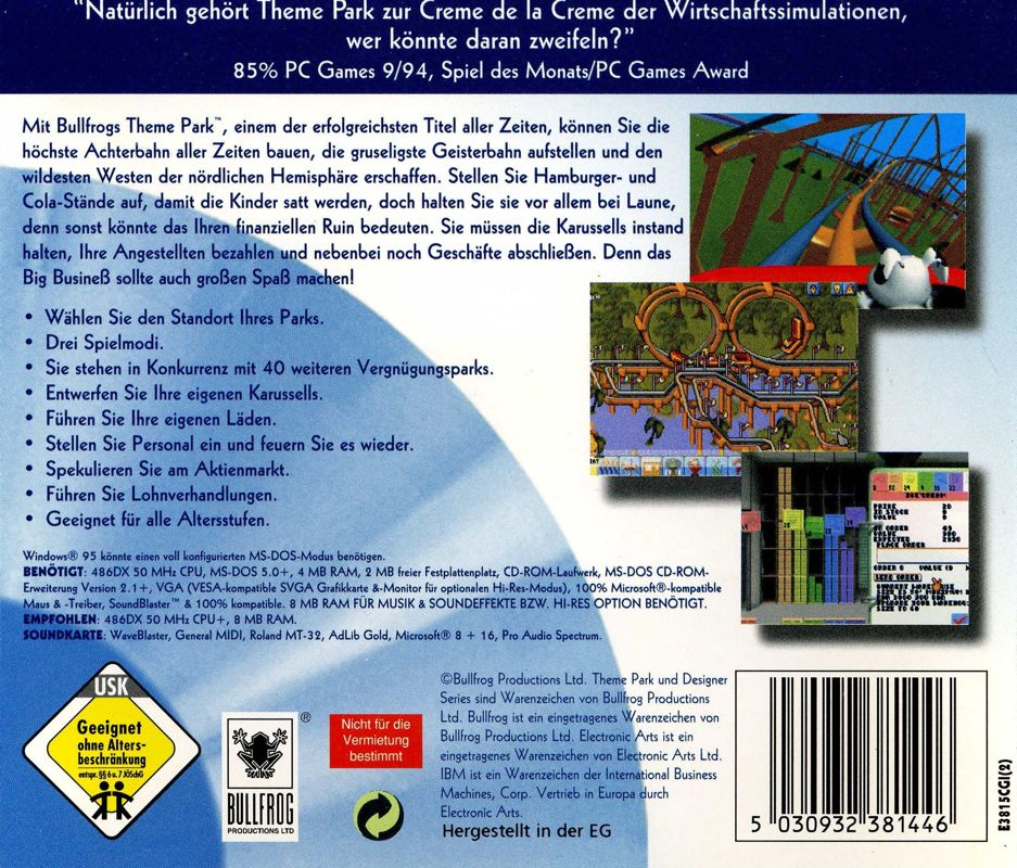 Back Cover for Theme Park (DOS) (Electronic Arts CD-ROM Classics release)