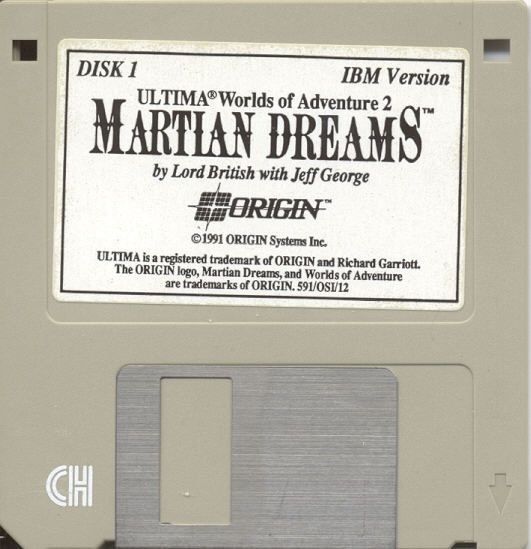 Media for Ultima: Worlds of Adventure 2 - Martian Dreams (DOS) (GT Software Corp. Value release): Disk 1/3