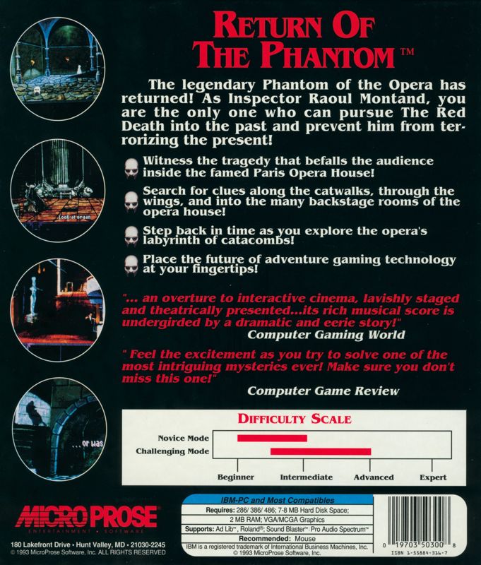 Back Cover for Return of the Phantom (DOS)