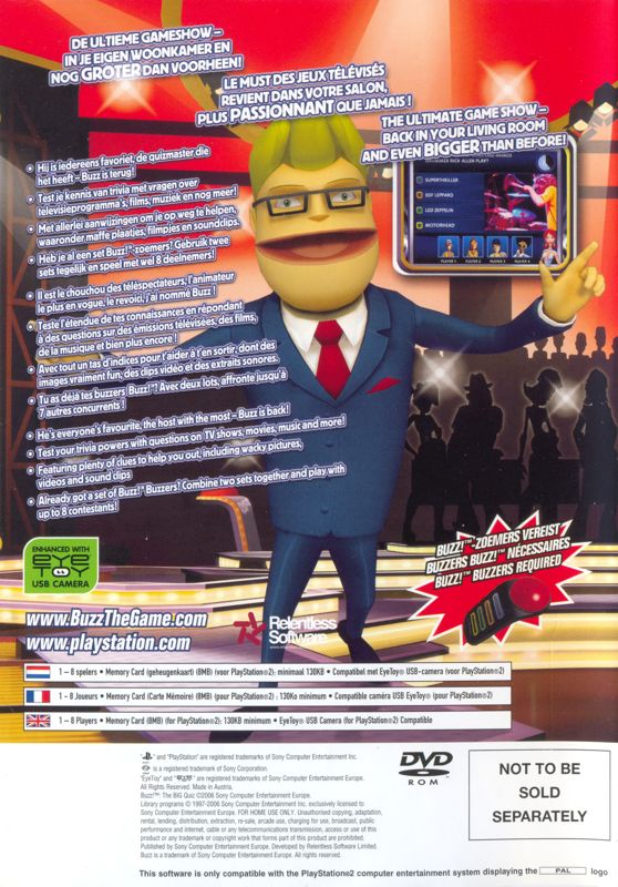 Back Cover for Buzz! The BIG Quiz (PlayStation 2) (Bundled with the buzzer controllers)