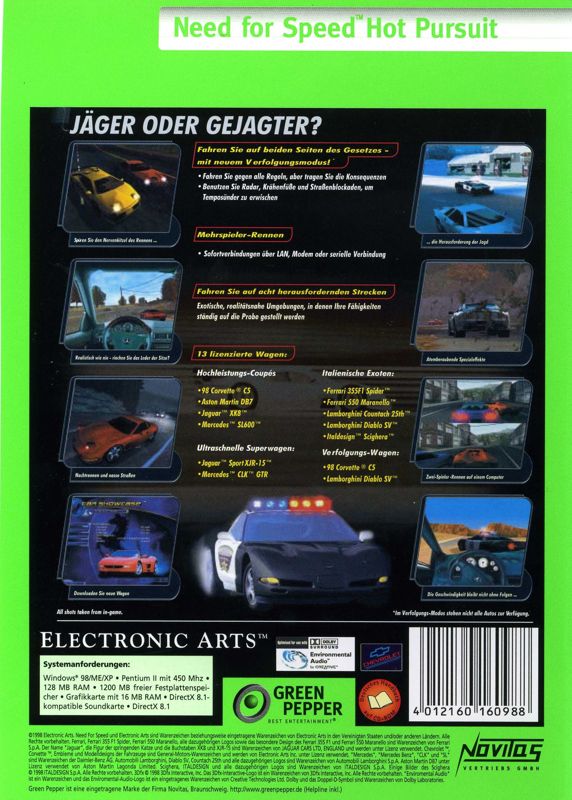 Back Cover for Need for Speed III: Hot Pursuit (Windows) (Green Pepper release (#178))