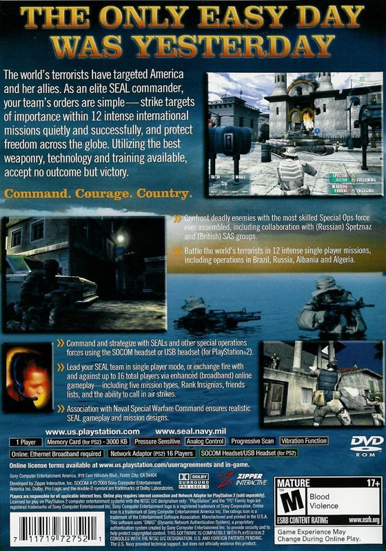 SOCOM II U S Navy SEALs Cover Or Packaging Material MobyGames