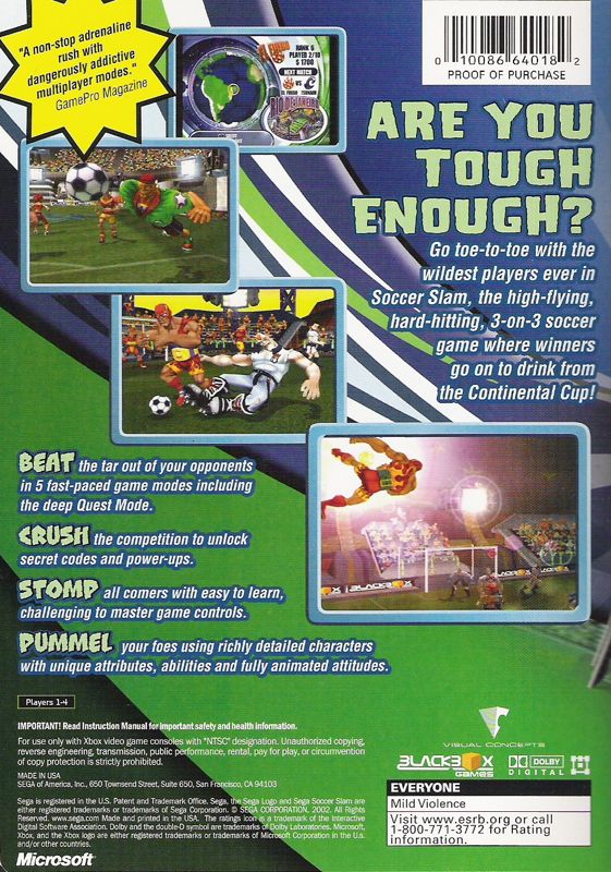 Back Cover for Sega Soccer Slam (Xbox)